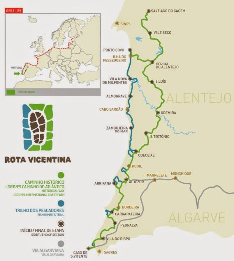 Karte Rota Vicentina (www.rotavicentina.com)